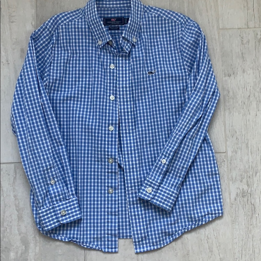 🐋🐋 Boys small check Vinyard Vines Whale Shirt